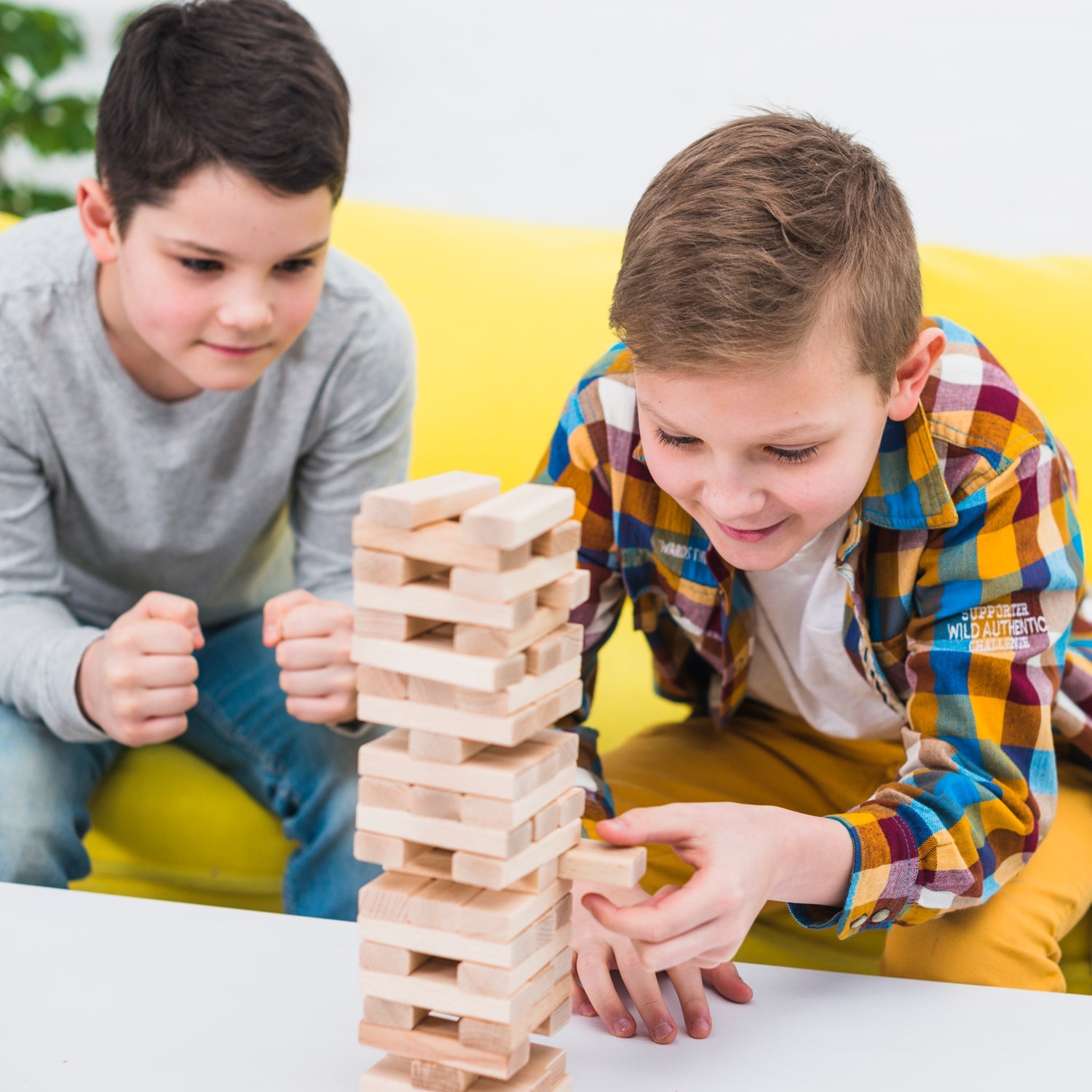 54 Pcs Blocks 4 Dices Wooden Tumbling Stacking Building