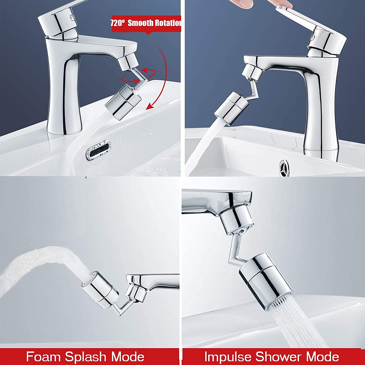 Sink faucet sprayer head in use.