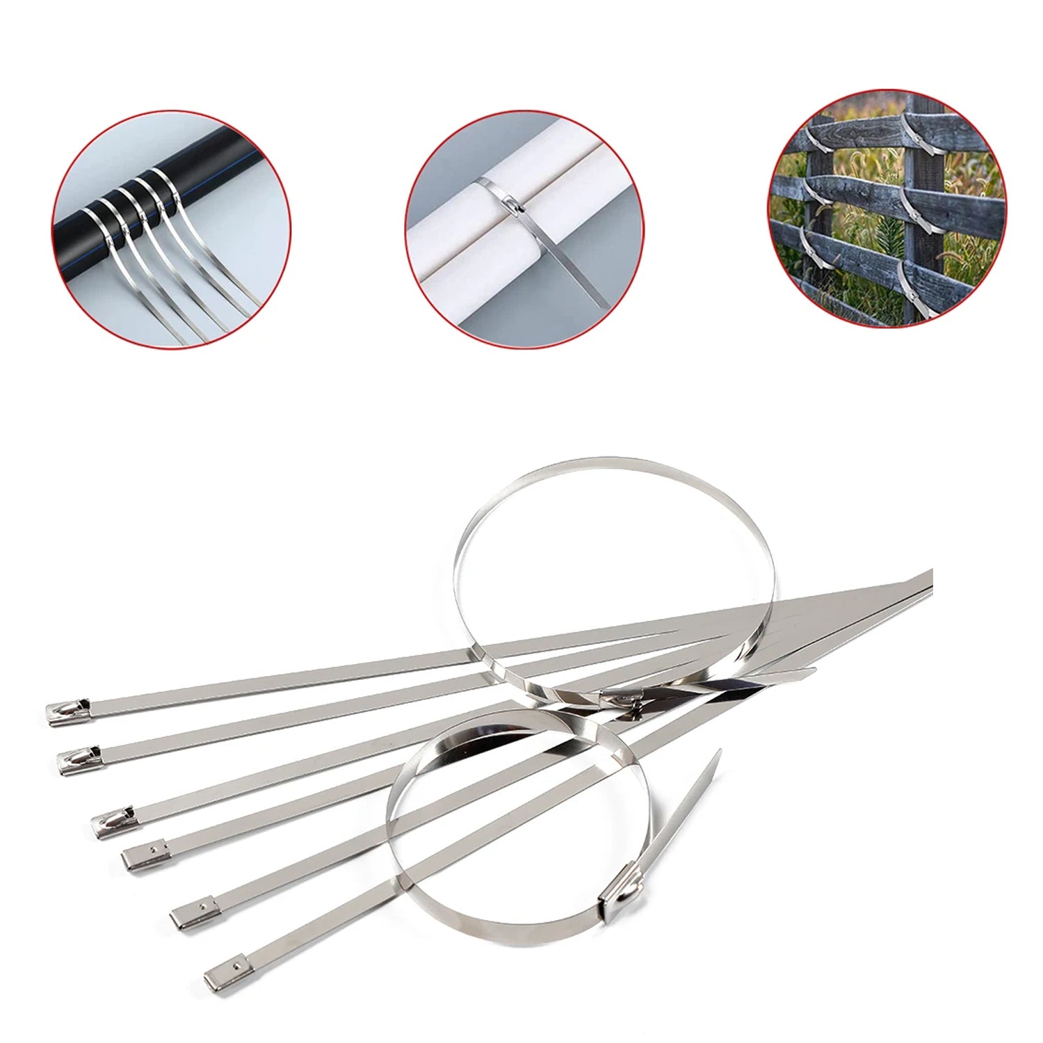 Stainless Steel Cable TIE Used for Solar, Industrial and Home Improvement Multipurpose HIGH Strength, Self-Locking Zip Ties, Multi-purpose Tie, Portable Rustproof 100Pcs Wide Application Zip Tie Set for Building (4.6x100MM /  100 pcs Set)