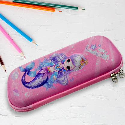 Pencil Case for Girls, Cute Pencil Case for Kids, Storage Pouch Large Capacity with Compartment & Zipper & Unicorn Ornaments, Toddler School Supply Organizer for Students, Stationery Box Pouch (1 Pc / 23x10 Cm)