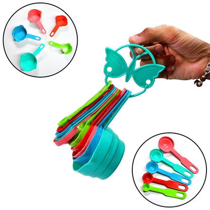 10-piece plastic measuring spoons and cups set for accurate cooking