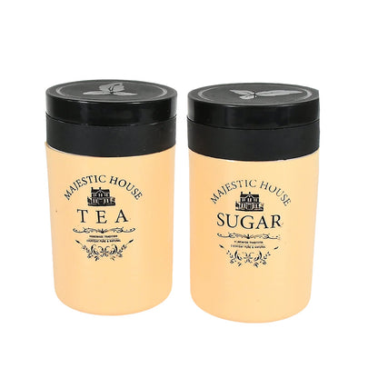 Accurate Seal Tea Sugar Coffee Container, Plastic Damru Shaped Tea, Coffee, Sugar Canisters Jar, New Airtight Food Seal Containers for Salt, Dry Fruit, Grocery 2 Section (800 ML Approx)