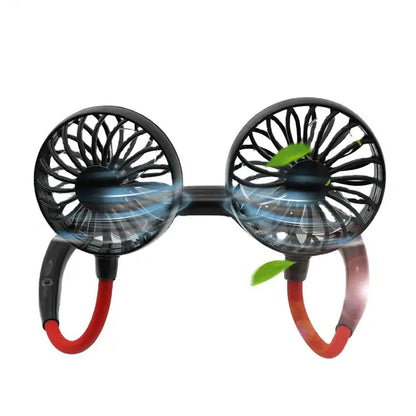 Portable USB rechargeable fan with headphone design