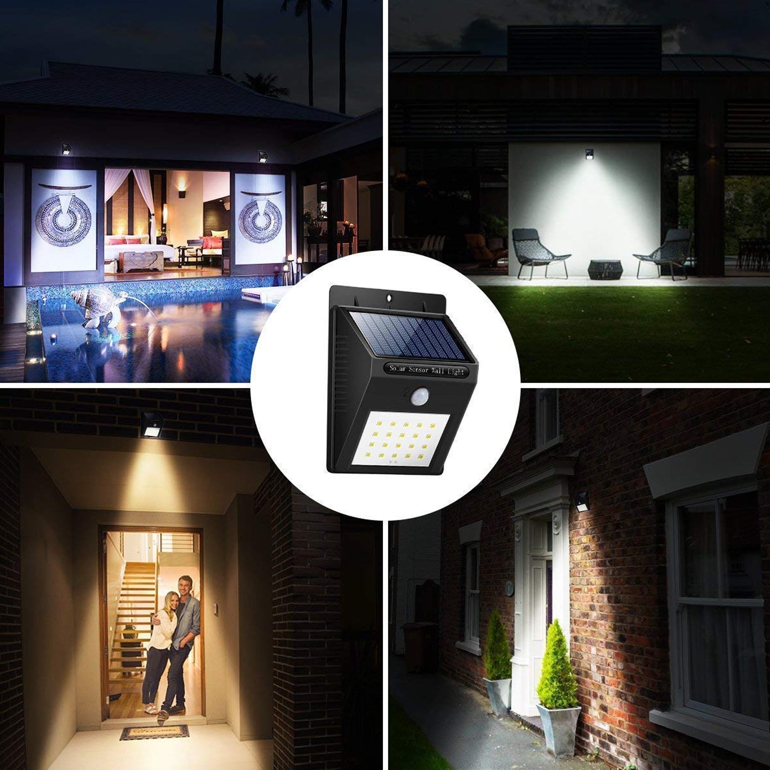 Garden wall LED light with motion sensor.