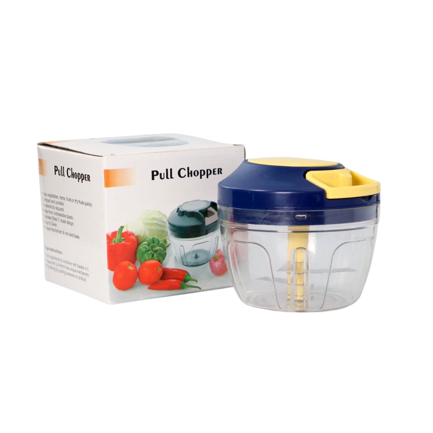 Chopper with blades and 650ml container for chopping fruits and veggies