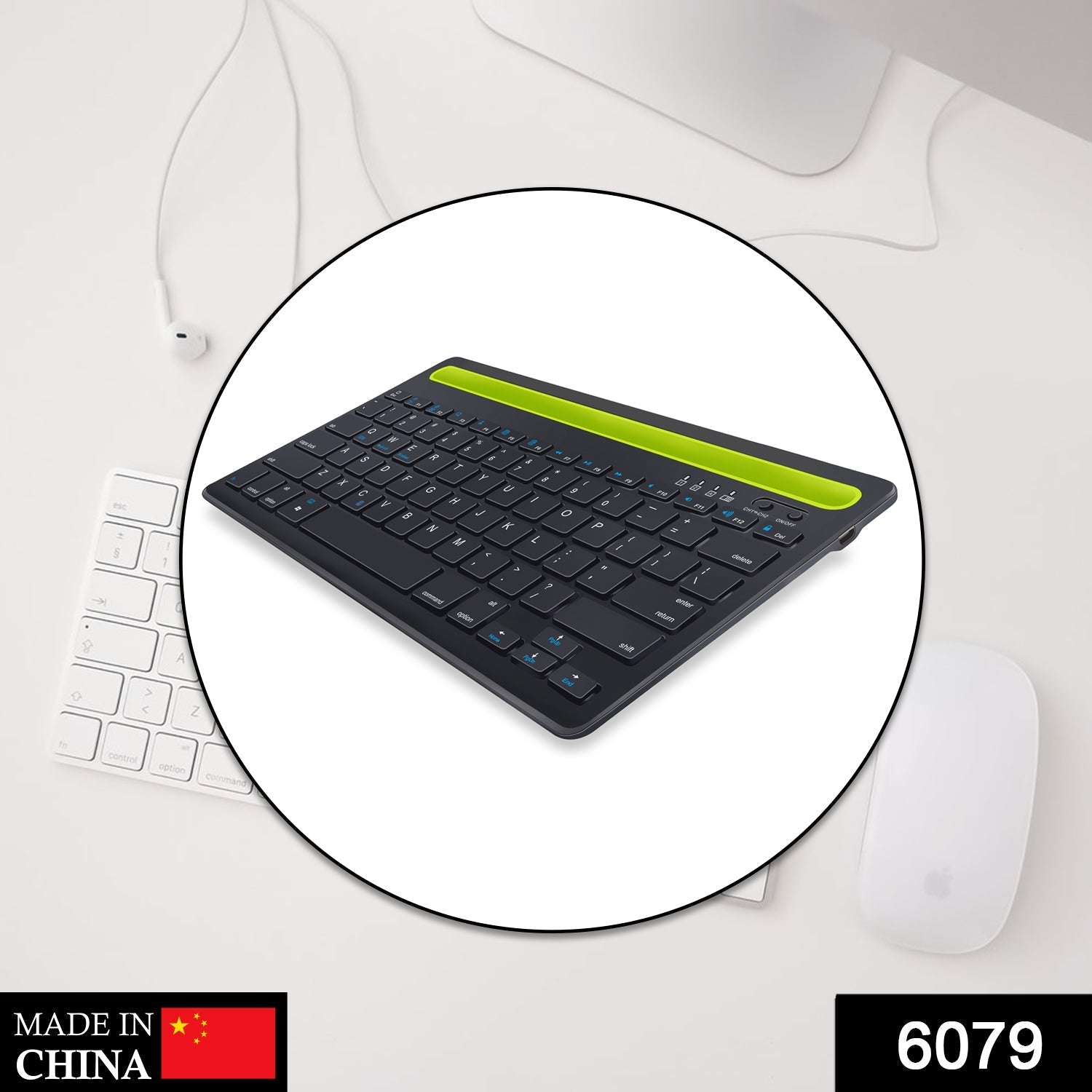 Compact wireless keyboard with ergonomic design, ideal for remote control.