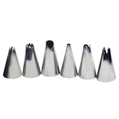 Stainless steel cake decorating tips, set of 6