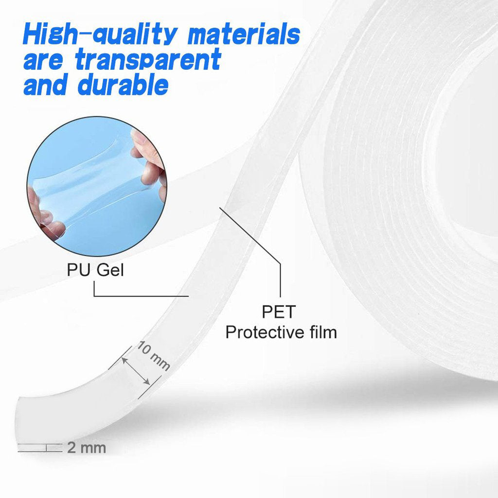 Multi-purpose clear adhesive gel tape for sticking solutions