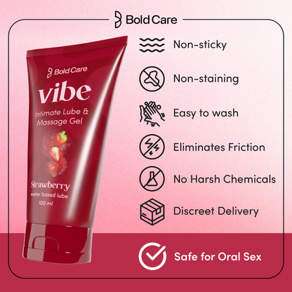 Vibe - Strawberry Flavor - Personal Lubricant and Massage Gel, 100ml