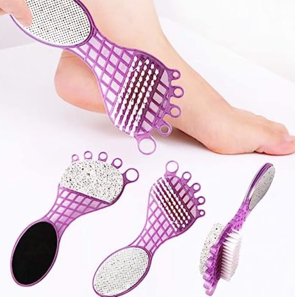 Dual-sided foot scrubber with brush and steel scrubber