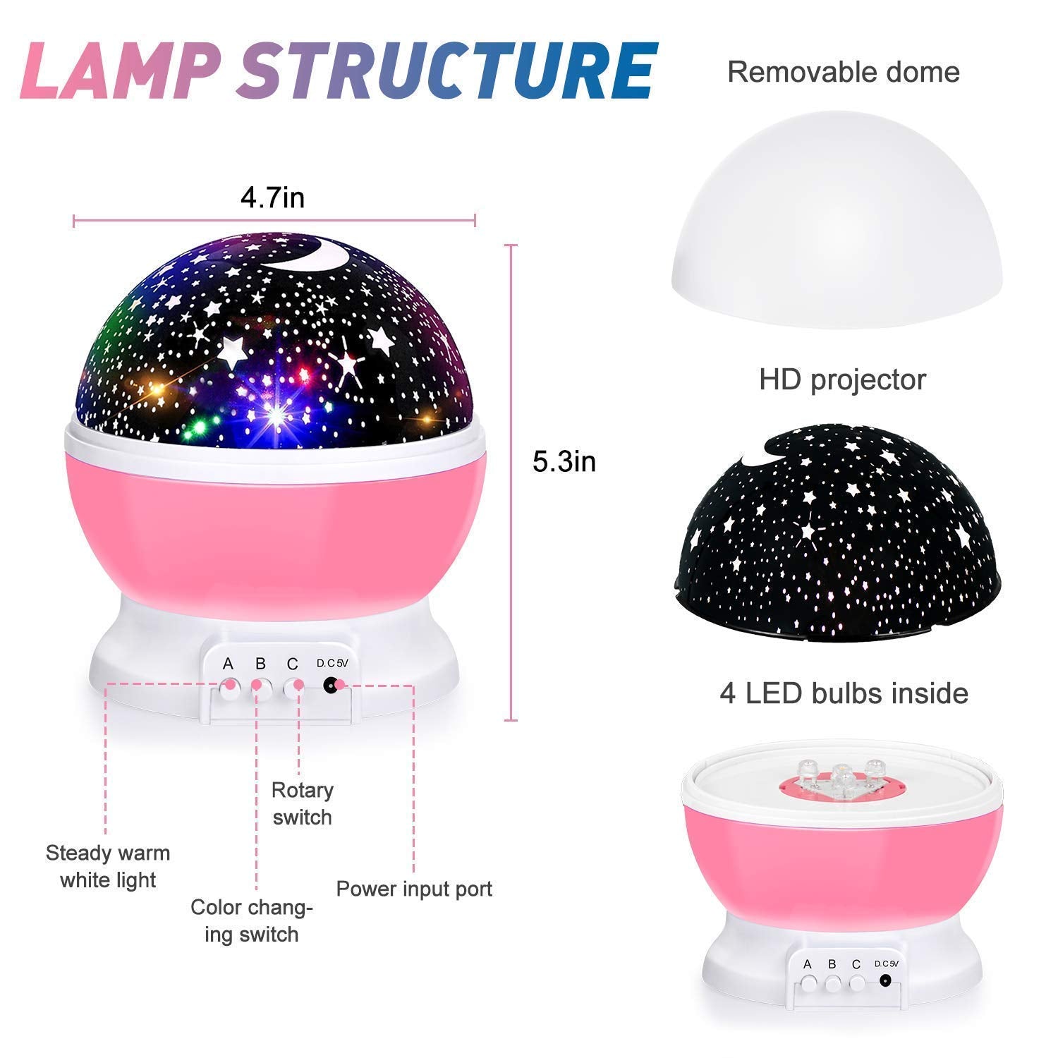 Star Galaxy Night Projector Ceiling Led Light Lamp With 360 Degree Rotating Colorful Lights