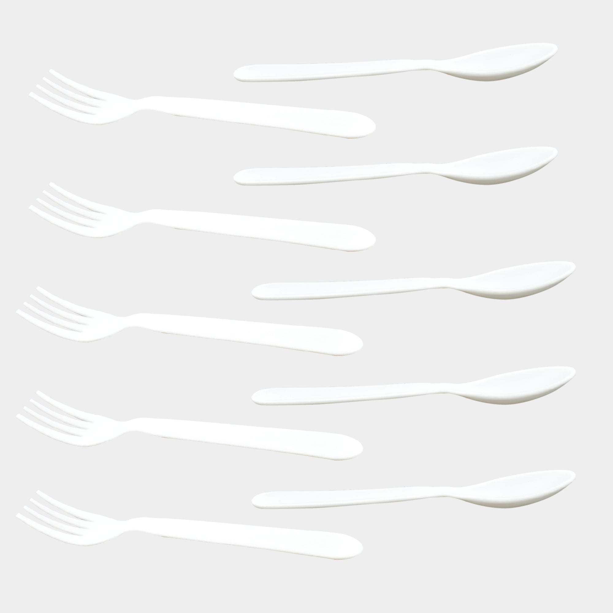 Premium plastic spoon and fork set, 10 pieces.