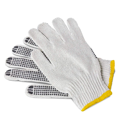 Unisex raw white cotton hand gloves, comfortable and protective.